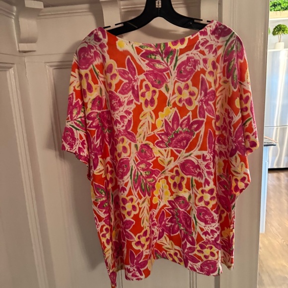 Ralph Lauren Women's Plus Size 3X Colorful Floral Knit Top Short Sleeves - Picture 3 of 10